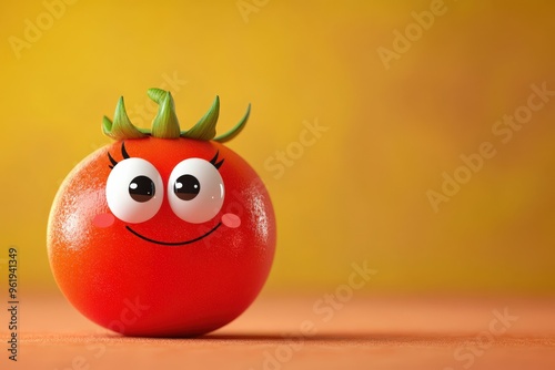 Cartoon Tomato Character Creating Playful and Fun Atmosphere for Vegetable and Fruit Lovers