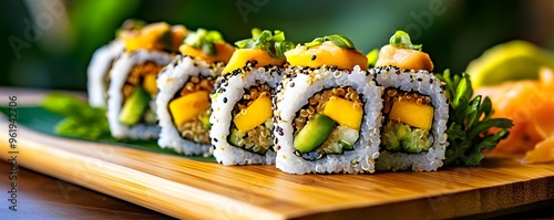 Vibrant Vegan Sushi Rolls o...
