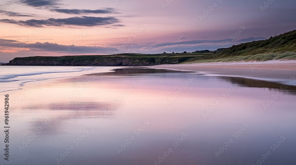 Serene Sunset Over a Coastal Beach Serene Sunset Over a Coastal Beach