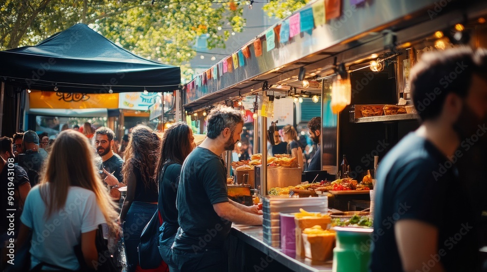 People Ordering Food at a Street Food Market. People Ordering Food at a Street Food Market.