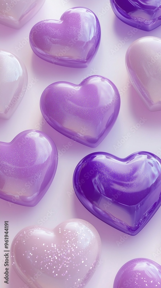 Fototapeta premium Heart purple love shape pattern seamless cute with shine light effect and soft background