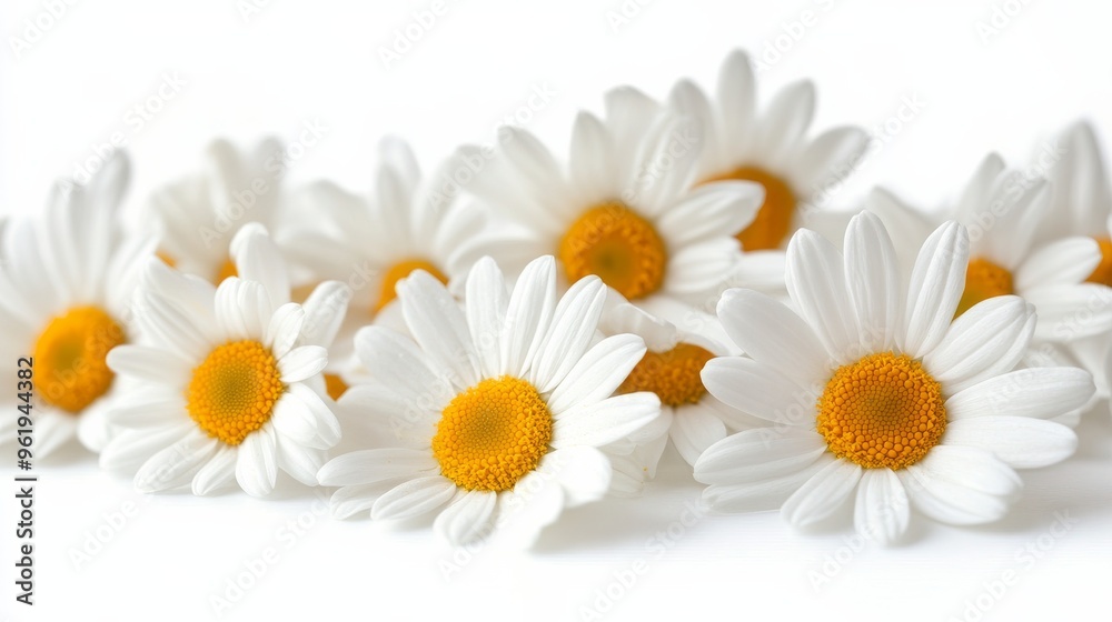 Obraz premium White Daisies on White Background.