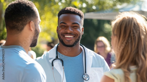 Smiling Doctor Talking to Patient.