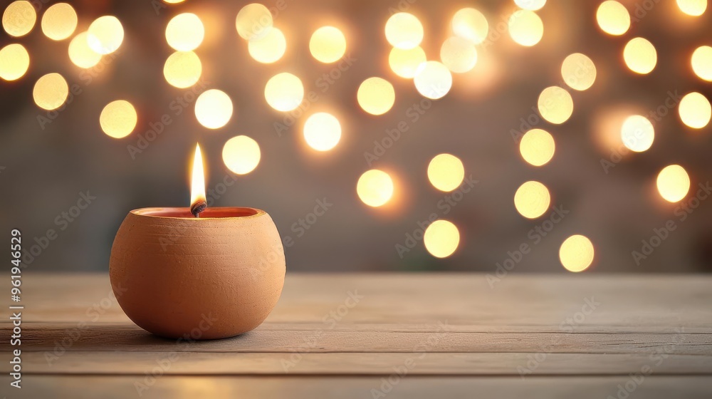 Strings of fairy lights twinkling in the background, adding to the festive ambiance of Diwali Strings of fairy lights twinkling in the background, adding to the festive ambiance of Diwali
