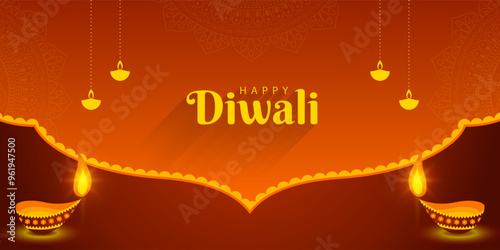 Vector illustration of Happy Diwali social media feed template