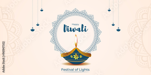 Vector illustration of Happy Diwali social media feed template