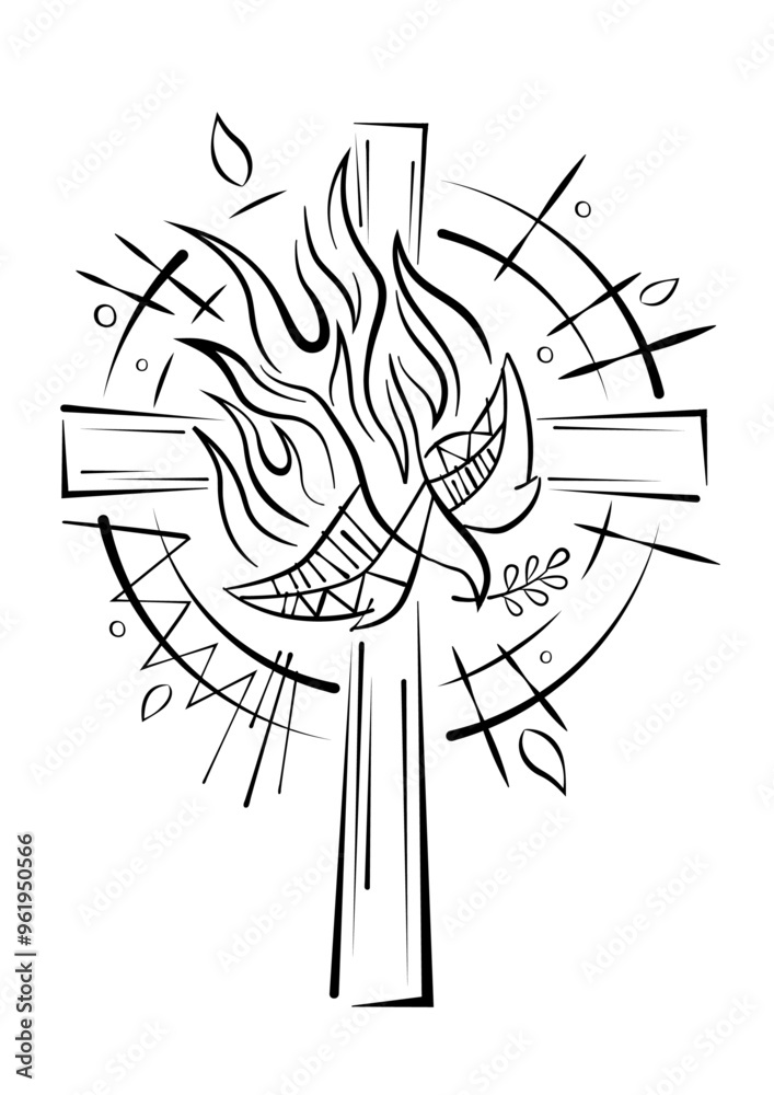 Hand drawn vector illustration or drawing of the Holy Spirit Hand drawn vector illustration or drawing of the Holy Spirit