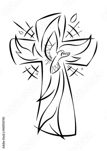 Hand drawn vector illustration or drawing of the Holy Spirit