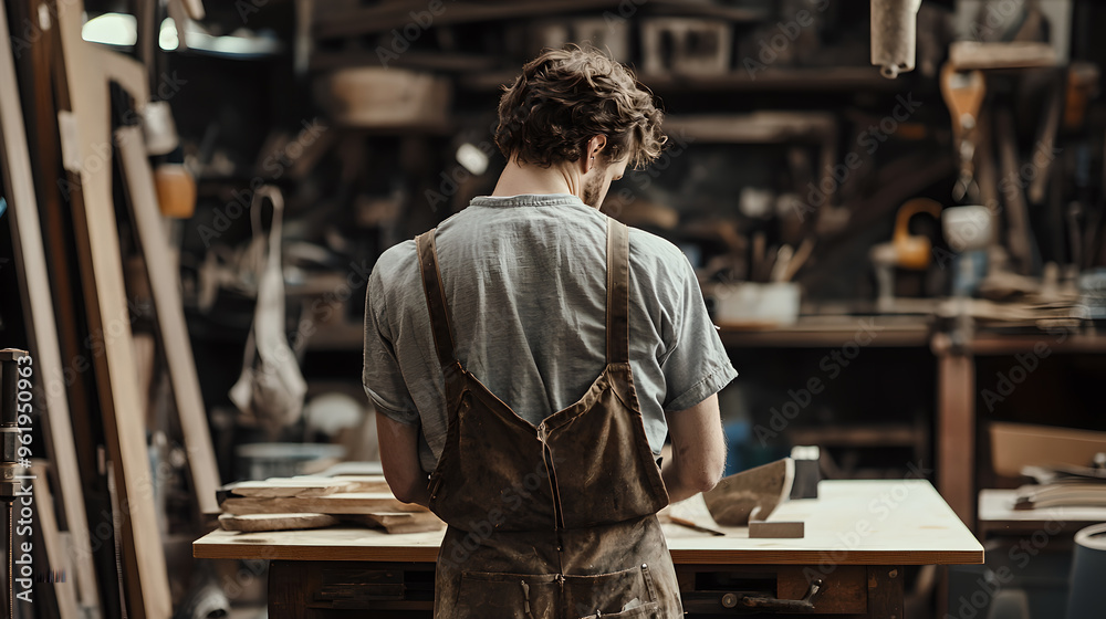 Carpenters in his workshop, workstation Carpenters in his workshop, workstation