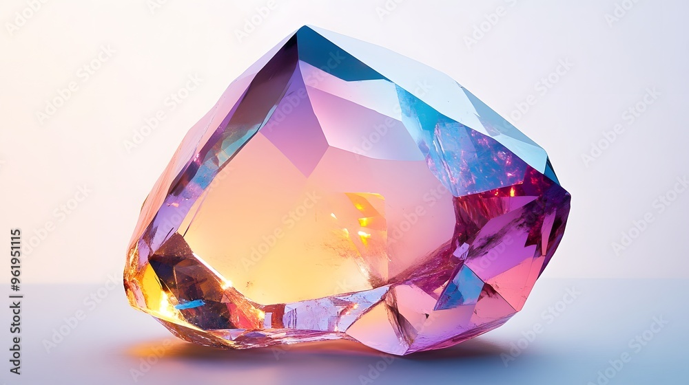 20. Polished gemstone with faceted, reflective surfaces 20. Polished gemstone with faceted, reflective surfaces