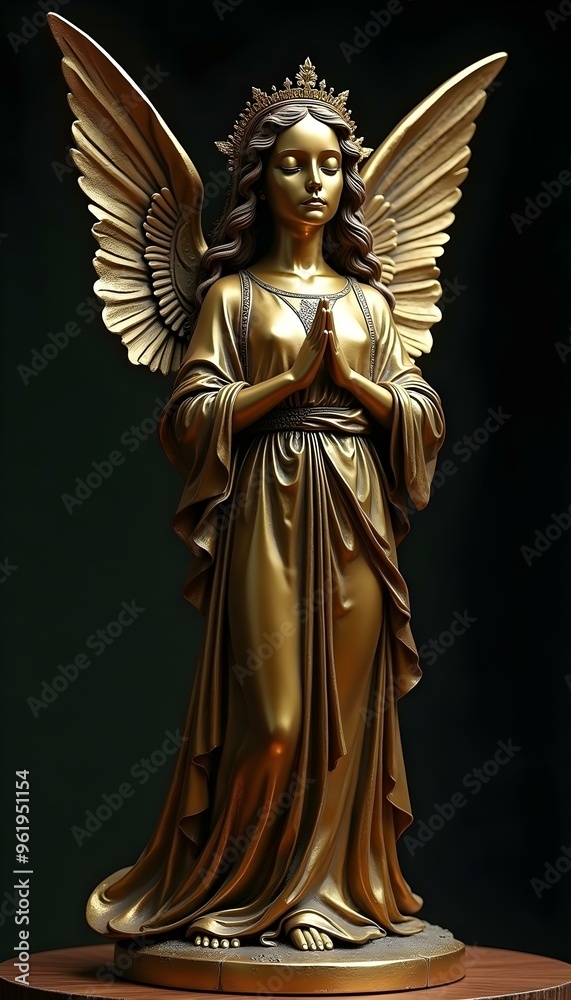 A brass with angel figure A brass with angel figure