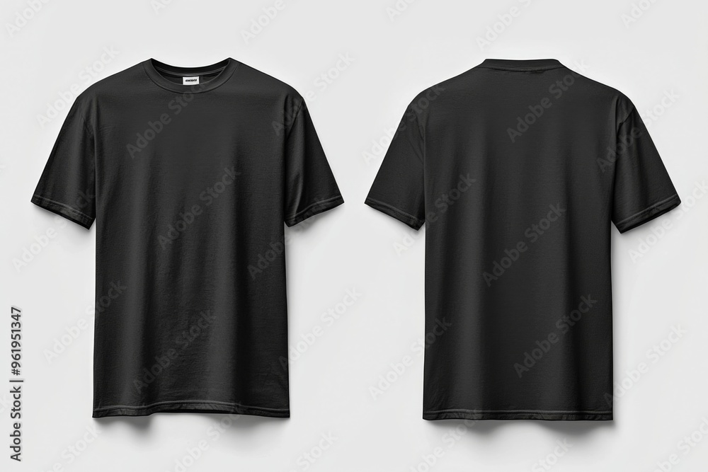 Naklejka premium Black Tshirt Mockup Front and Back Isolated created with Generative AI