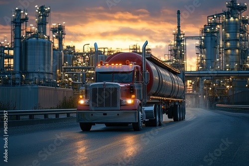Tanker truck for fuel transportation in petroleum plant