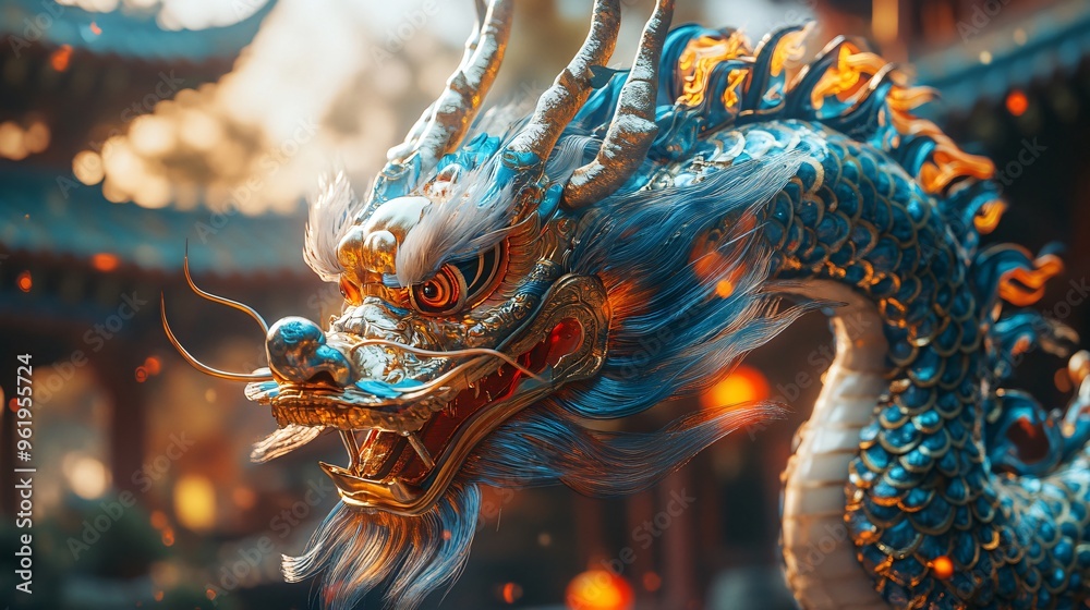 portrait of Traditional Chinese dragon statue