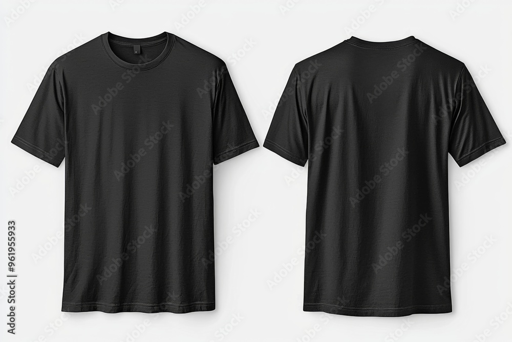 Black Tshirt Mockup Front and Back Isolated created with Generative AI Black Tshirt Mockup Front and Back Isolated created with Generative AI