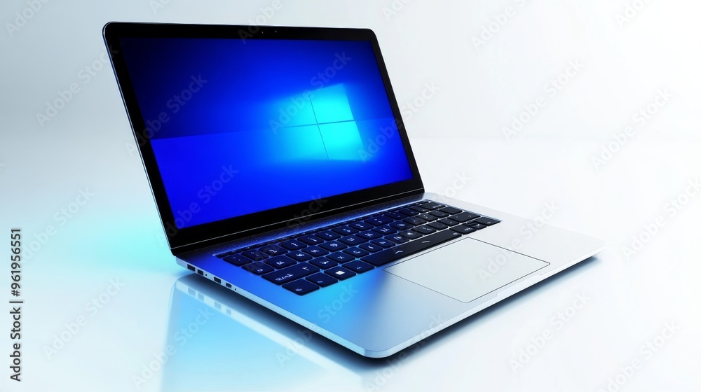 Modern Laptop with Windows Logo on Screen.
