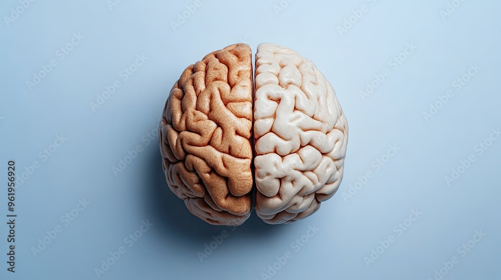 Human Brain Model Isolated on Blue Background Human Brain Model Isolated on Blue Background