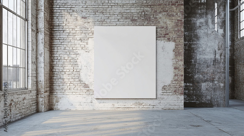 White Blank Canvas in a Factory Loft - Creative Workspace Design