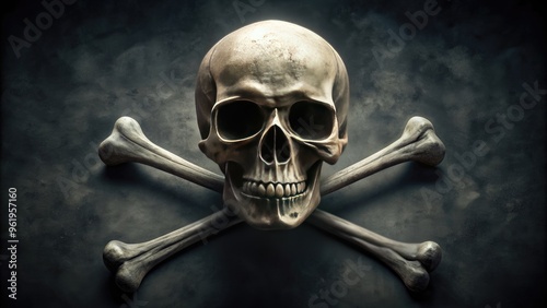 of skull and crossbones symbolizing danger and death, pirate, toxic, warning, poison, hazard, black flag, Jolly Roger, mortality
