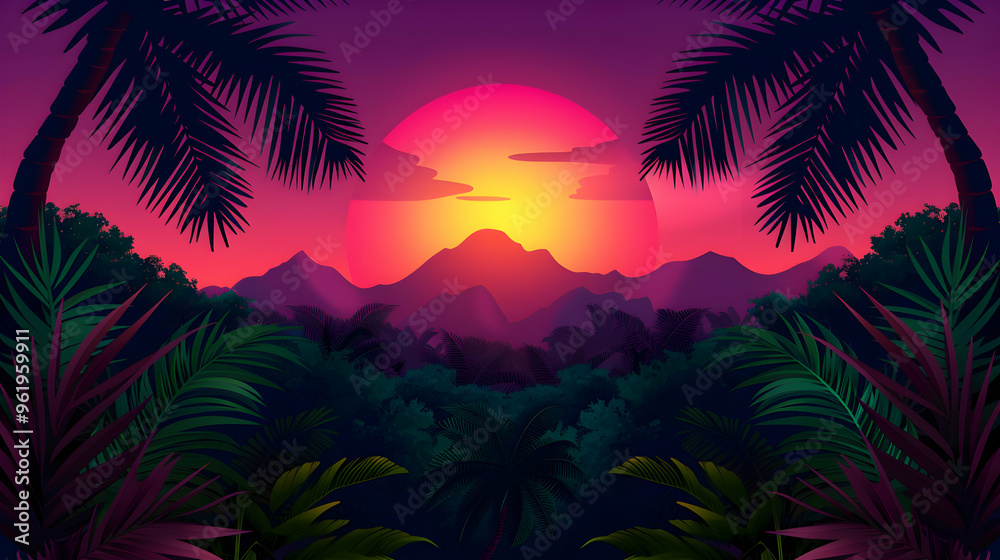 Obraz premium Illustration Nature Background Cartoon Art