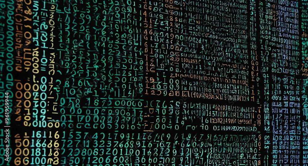 Digital code matrix flow abstract background