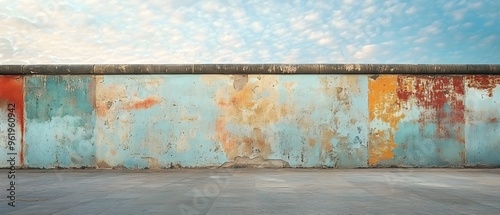 Decaying Walls of the Berlin Barrier a Weathered and Worn Relic Symbolizing the Political and Physical Division of the Cold War Era Between East and West photo