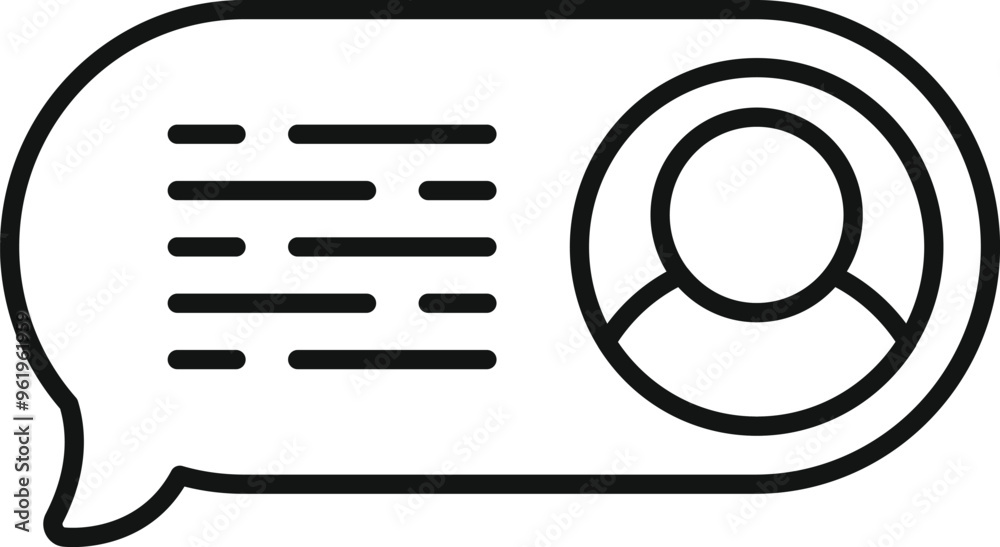 Simple speech bubble with a user icon representing online communication and messaging Simple speech bubble with a user icon representing online communication and messaging