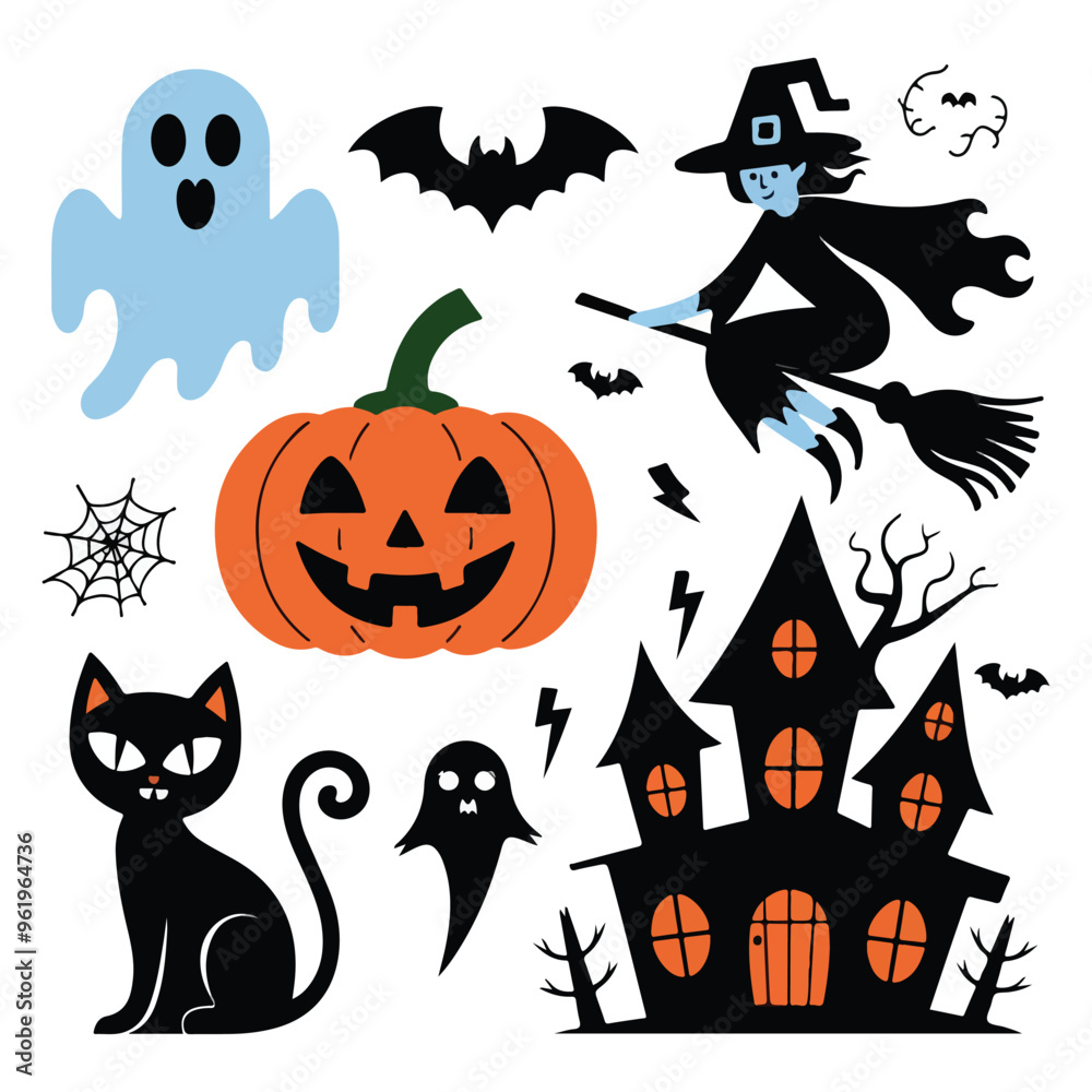 Halloween element collection on white background Halloween element collection on white background