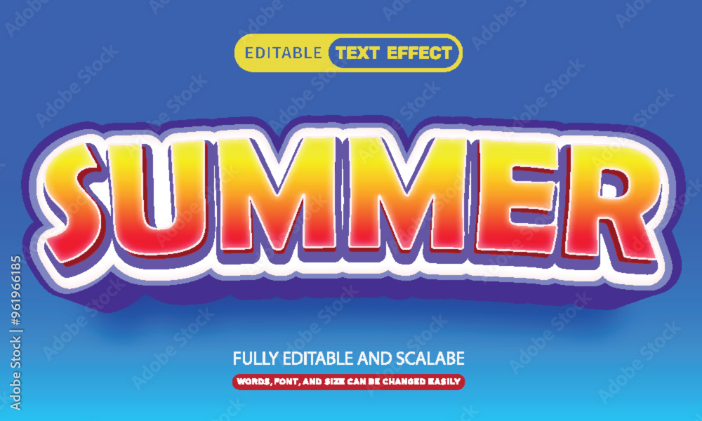 Summer 3d editable vector text effect Summer 3d editable vector text effect
