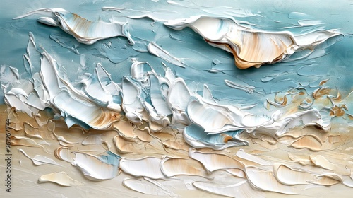 Wallpaper Mural Abstract painting background Light blue waves crashing on the beach Torontodigital.ca