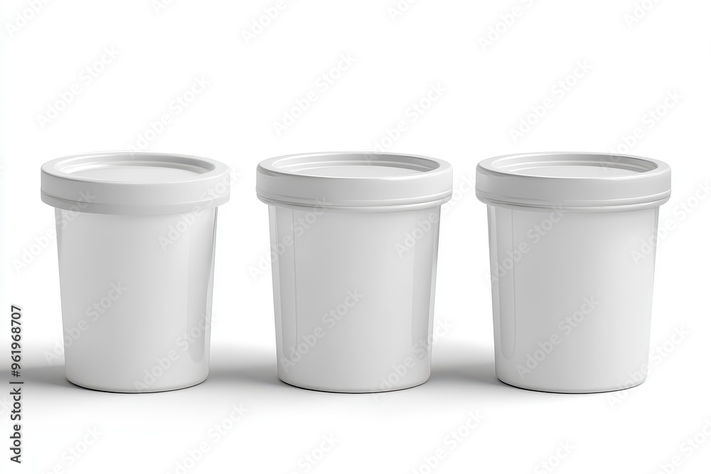 White plastic canisters isolated with clipping path White plastic canisters isolated with clipping path