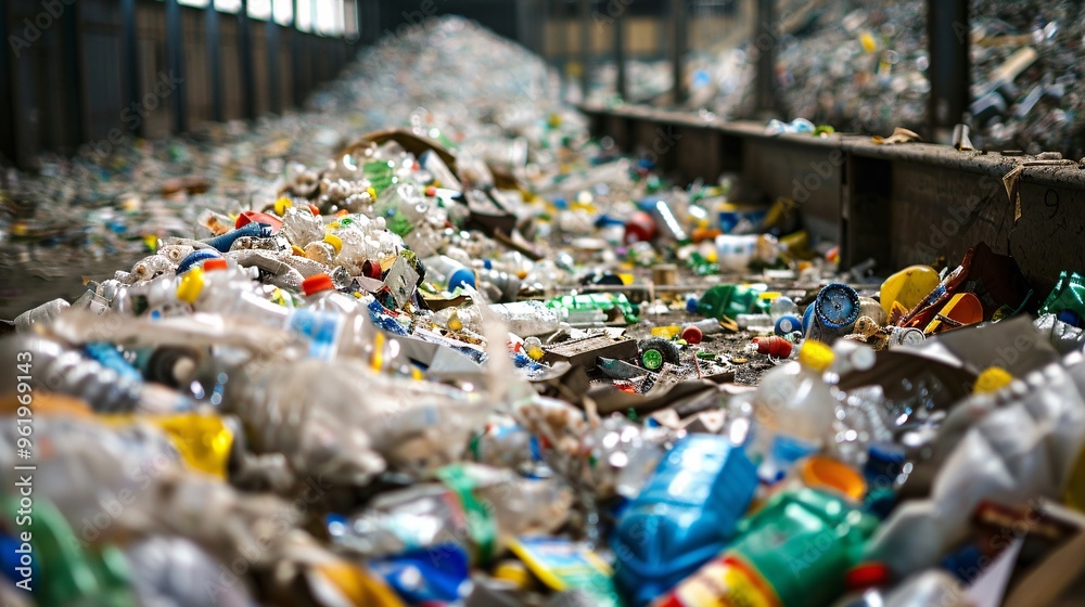 Plastic Waste Pile at Recycling Plant Plastic Waste Pile at Recycling Plant
