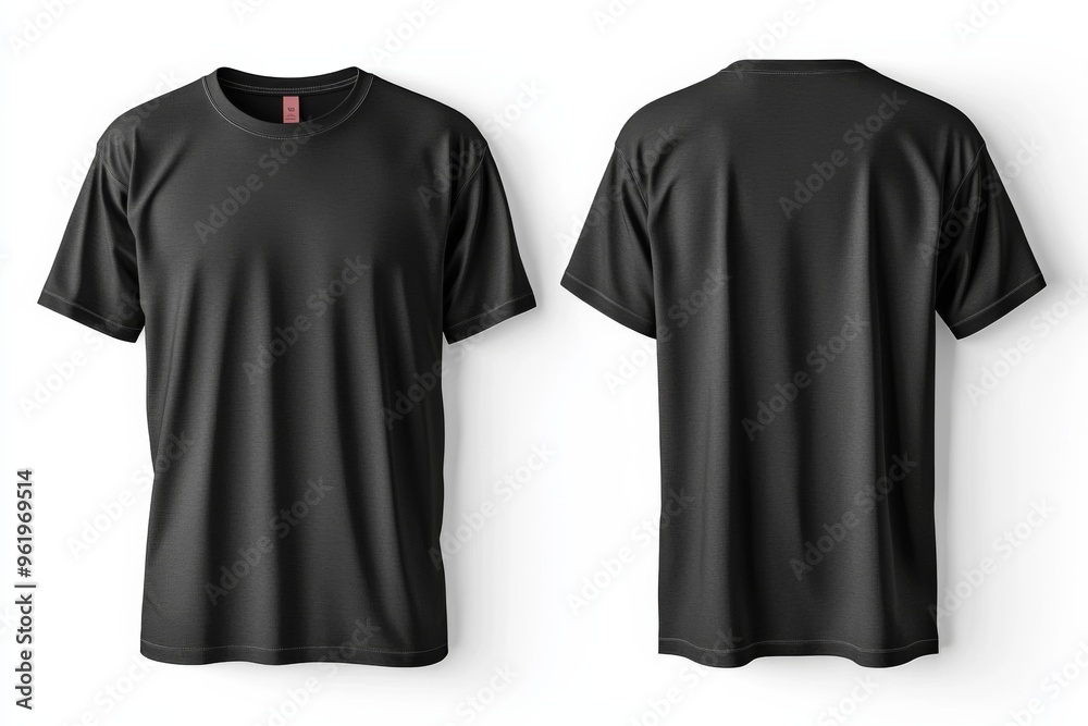 Black Tshirt Mockup Front and Back Isolated created with Generative AI Black Tshirt Mockup Front and Back Isolated created with Generative AI