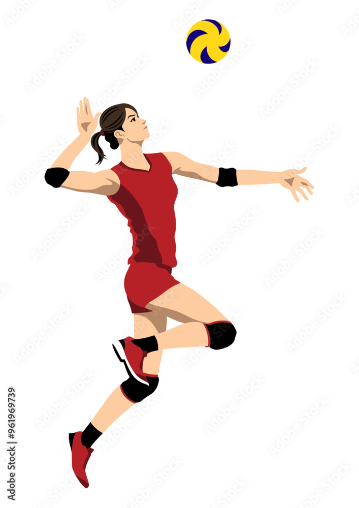 サーブする女性のバレーボール選手