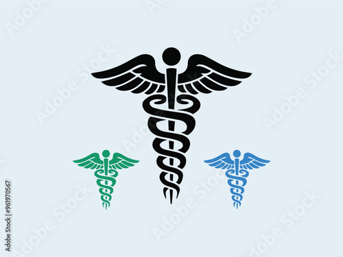 set caduceus medical symbol stock vector illustration