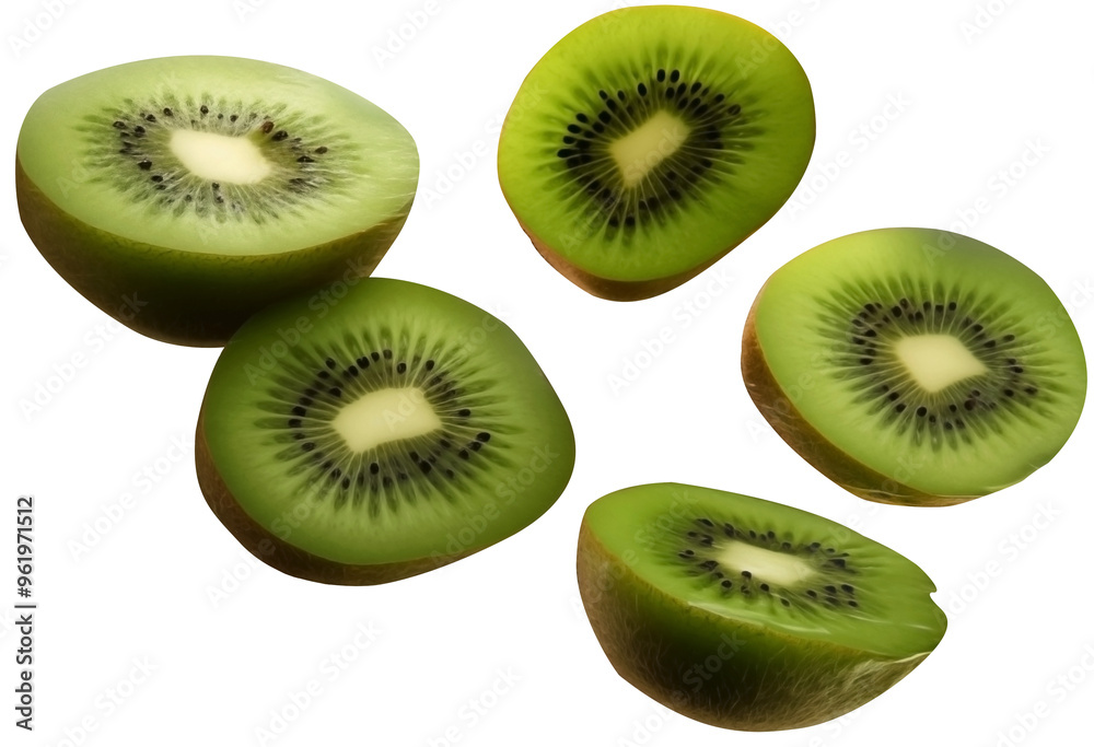 Falling Kiwi Slices PNG Kiwi fruit flying in air in motion With Green leafs isolated on white and transparent background - Fresh organic Kiwi Drink Juice Concept Falling Kiwi Slices PNG Kiwi fruit flying in air in motion With Green leafs isolated on white and transparent background - Fresh organic Kiwi Drink Juice Concept