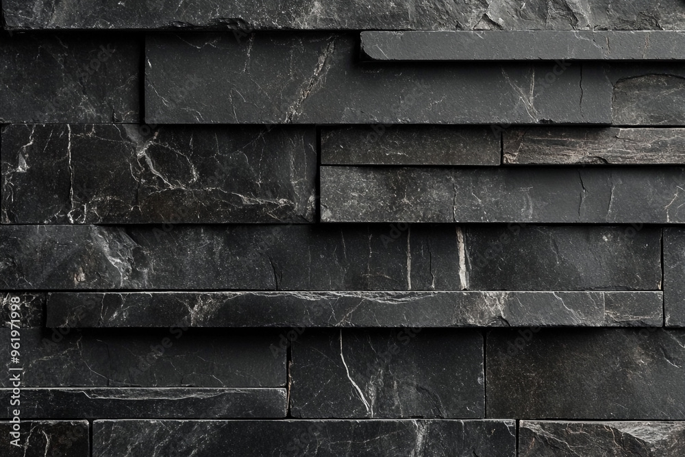 Dark gray slate wall cladding background, the texture of a natural stone panel for interior or exterior decoration.