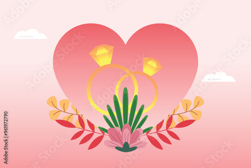 Wedding concept. Colored flat vector illustration isolated.