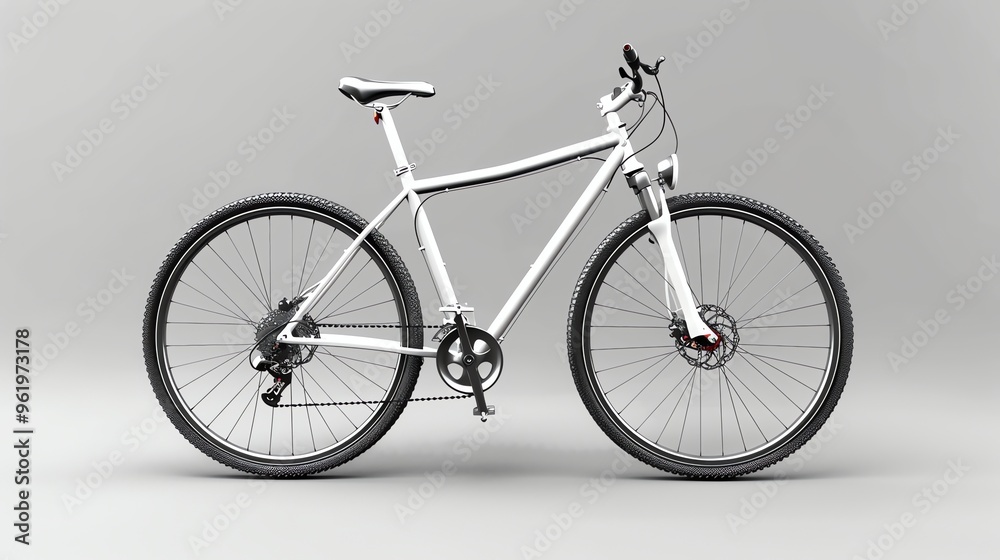 Fototapeta premium A white bicycle on a white background.