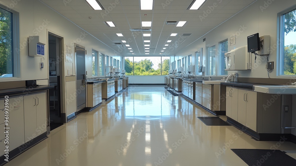 Clean and Bright Interior of a Modern Laboratory Clean and Bright Interior of a Modern Laboratory