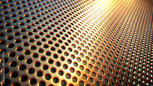 Obraz na płótnie Perforated metal surface with gradient colors for industrial design and creative concepts w salonie