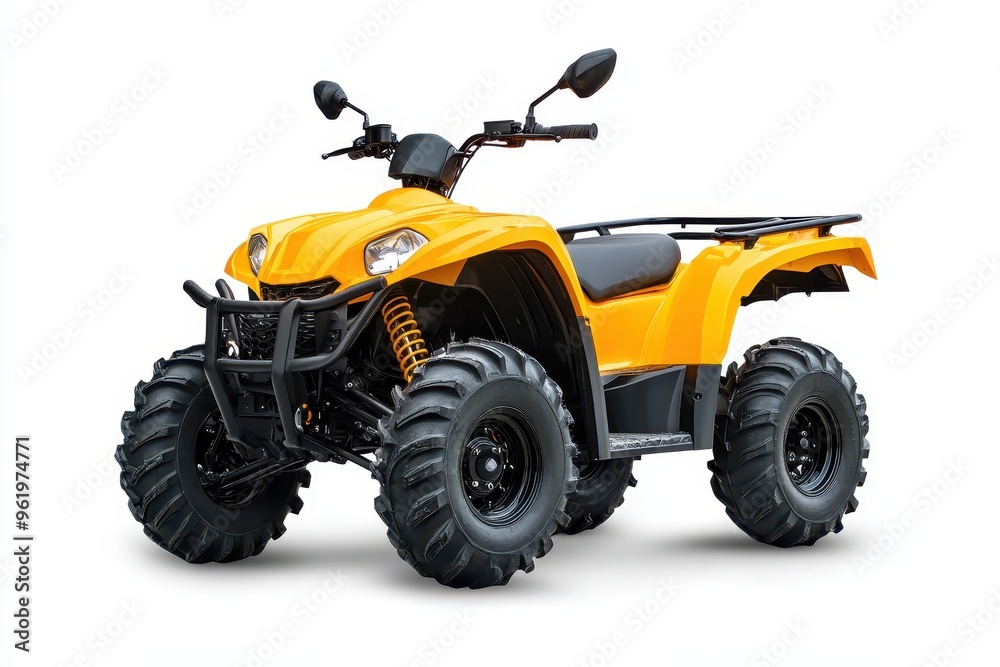 Yellow ATV isolated on white with clipping path Yellow ATV isolated on white with clipping path