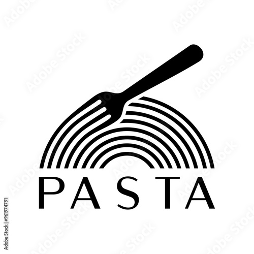 Pasta emblem logo vector illustration template hand draw black and white