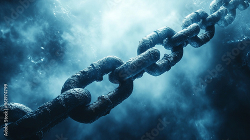 breaking a metal chain, symbolizing liberation and overcoming obstacles. The blurred background emphasizes the focus on personal strength and breaking free from constraints