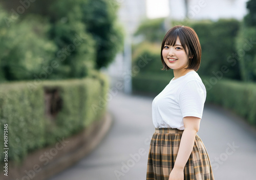 自然体な可愛いぽっちゃりとした日本人女性