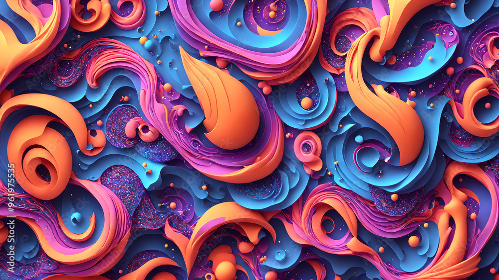 Cosmic inspired abstract patterns in bright colors background 3d wallpaper Cosmic inspired abstract patterns in bright colors background 3d wallpaper