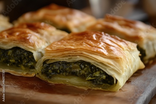 Yummy spinach pastry traditional dish photo