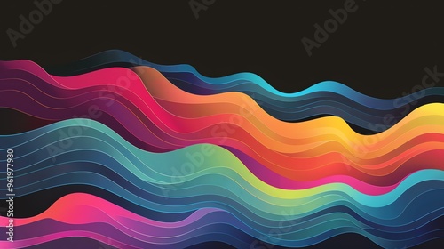 Abstract colorful wavy vector design with rainbow hues, ideal for banner, wallpaper, or web decoration