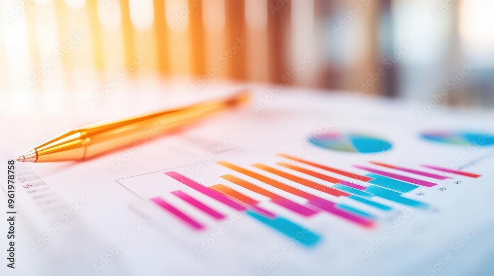 Gold Pen and Colorful Charts. Gold Pen and Colorful Charts.