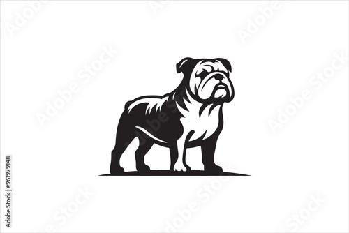 Bulldog silhouette vector isolated. Bulldog Vector set. Bulldog vesctor illustration.